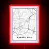 minimalist Chapel Hill map RGB neon sign in red