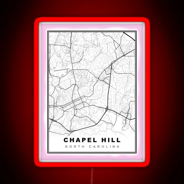 Minimalist Chapel Hill Map RGB Neon Sign