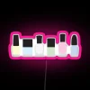 minimalist pastel nail polish design featuring an rgb neon sign - pink