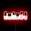 minimalist pastel nail polish with rgb neon sign - red