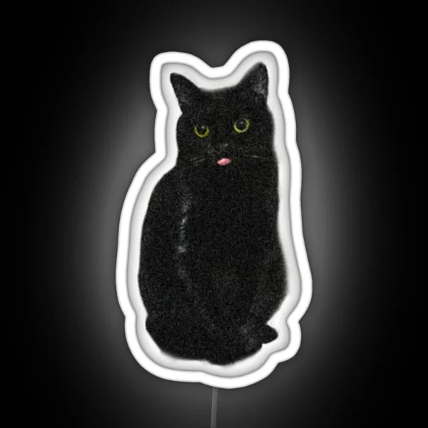 Minimalistic Black Cat Sweet Cute Kitty RGB Neon Sign