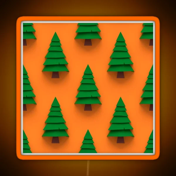 Minimalistic Pine Tree Pattern RGB Neon Sign