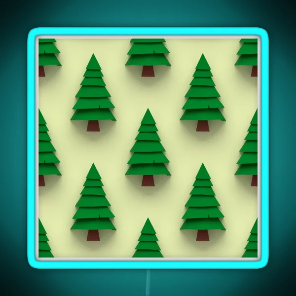 Minimalistic Pine Tree Pattern RGB Neon Sign