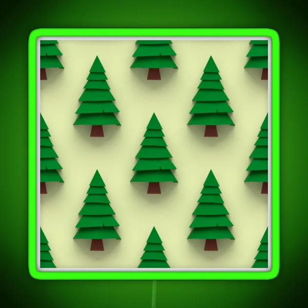 Minimalistic Pine Tree Pattern RGB Neon Sign