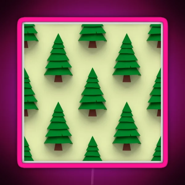 Minimalistic Pine Tree Pattern RGB Neon Sign