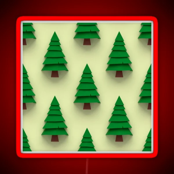 Minimalistic Pine Tree Pattern RGB Neon Sign