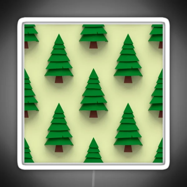 Minimalistic Pine Tree Pattern RGB Neon Sign