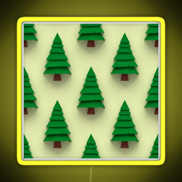 Minimalistic Pine Tree Pattern RGB Neon Sign