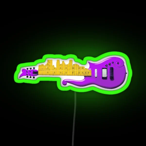 Minneapolis Skyline Prince Guitar RGB Neon Sign
