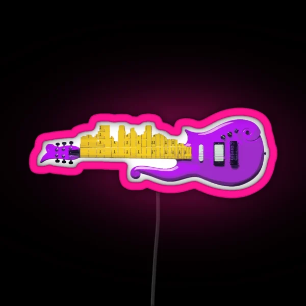 Minneapolis Skyline Prince Guitar RGB Neon Sign
