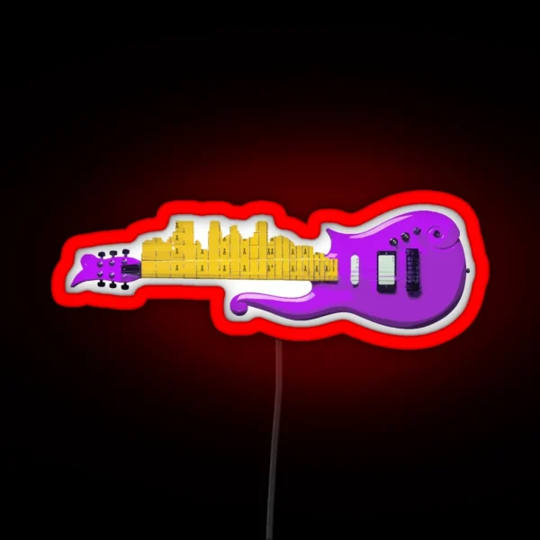 Minneapolis Skyline Prince Guitar RGB Neon Sign
