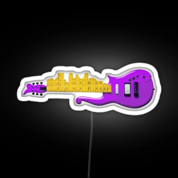 Minneapolis Skyline Prince Guitar RGB Neon Sign