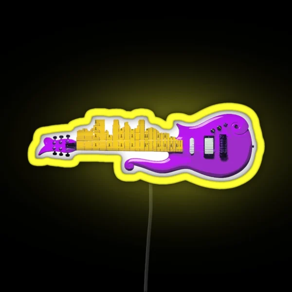 Minneapolis Skyline Prince Guitar RGB Neon Sign