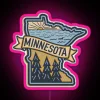 minnesota trees and loon rgb neon sign pink