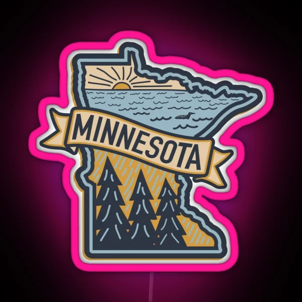 MINNESOTA Trees And Loon RGB Neon Sign