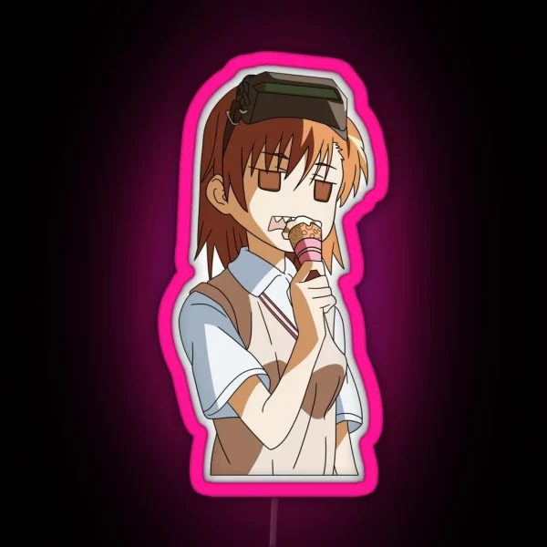 Misaka Clone Eating Ice Cream RGB Neon Sign