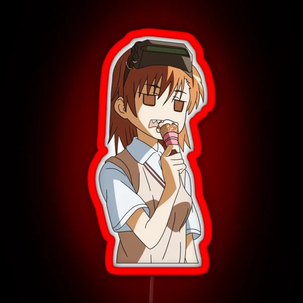 Misaka Clone Eating Ice Cream RGB Neon Sign