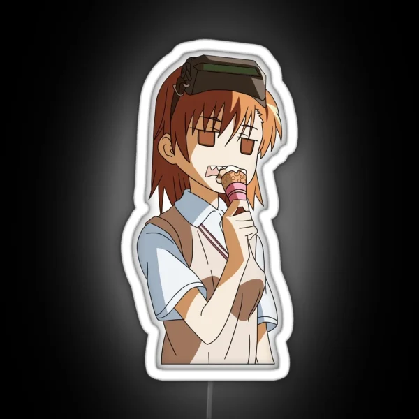 Misaka Clone Eating Ice Cream RGB Neon Sign