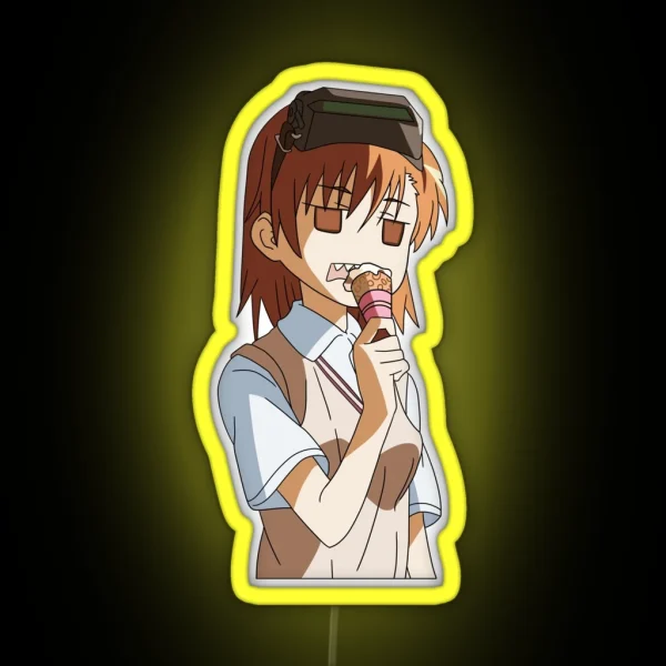 Misaka Clone Eating Ice Cream RGB Neon Sign