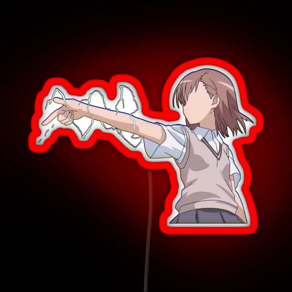 Misaka Mikoto Railgun Glitchy RGB Neon Sign