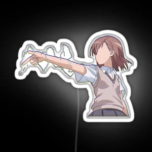 Misaka Mikoto Railgun Glitchy RGB Neon Sign