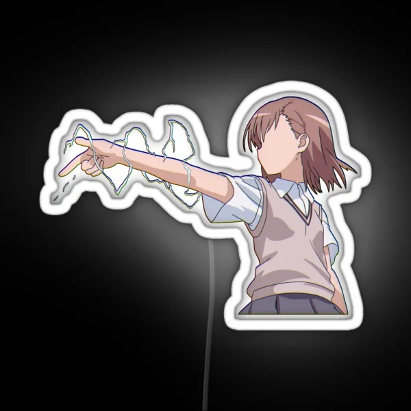 Misaka Mikoto Railgun Glitchy RGB Neon Sign