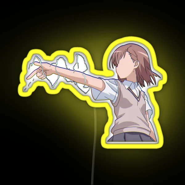 Misaka Mikoto Railgun Glitchy RGB Neon Sign