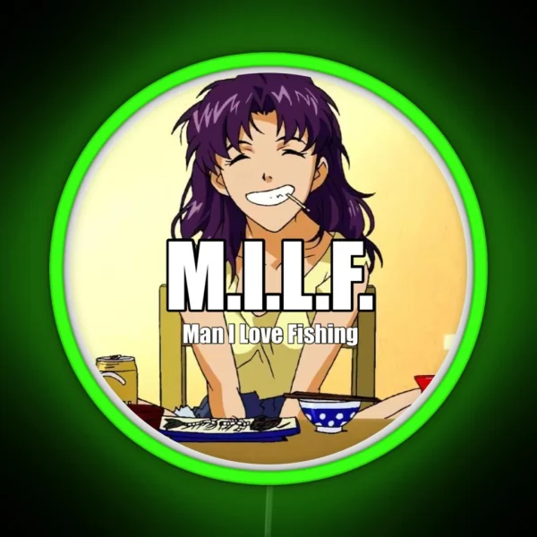 Misato Katsuragi Loves Fishing RGB Neon Sign