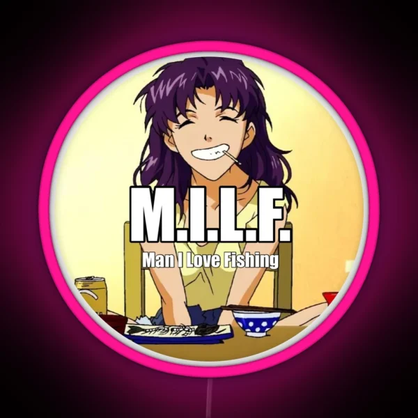 Misato Katsuragi Loves Fishing RGB Neon Sign