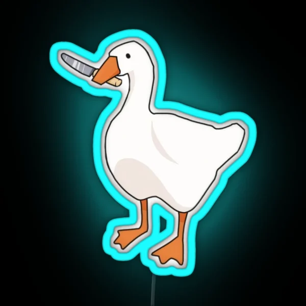 Mischievous Goose With Knife RGB Neon Sign