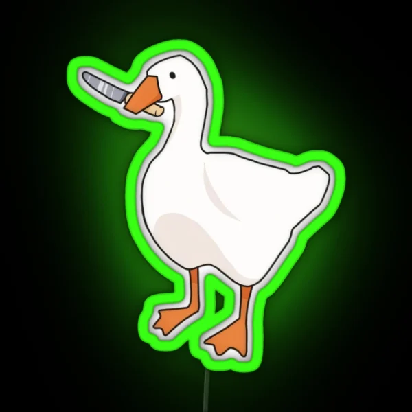Mischievous Goose With Knife RGB Neon Sign