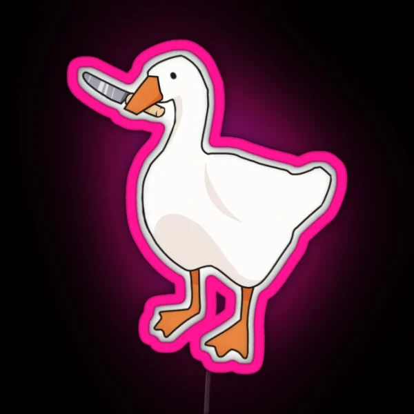 Mischievous Goose With Knife RGB Neon Sign