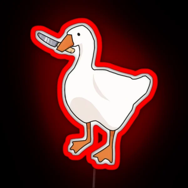 Mischievous Goose With Knife RGB Neon Sign