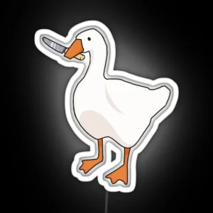 Mischievous Goose With Knife RGB Neon Sign