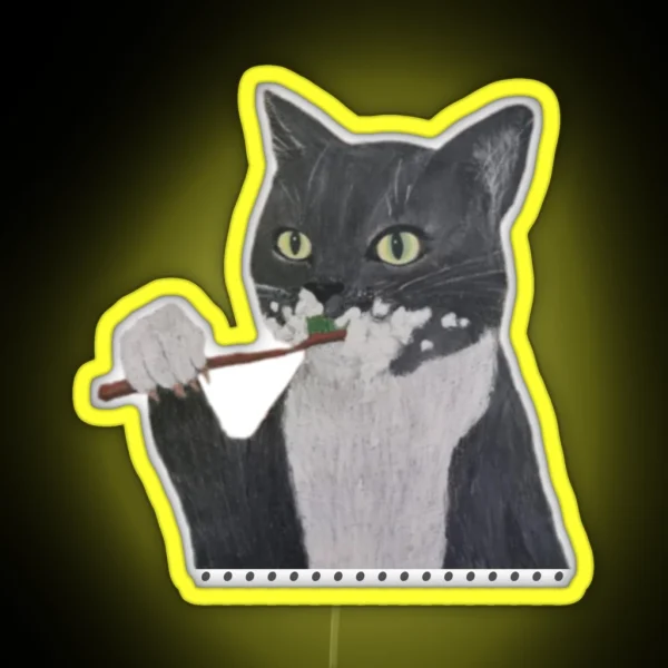 Misha The Cat Dental Design RGB Neon Sign