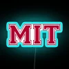 mit varsity letters neon sign with rgb color scheme - blue