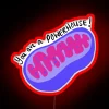 Mitochondria powerhouse vibrant neon RGB light-up sign design.