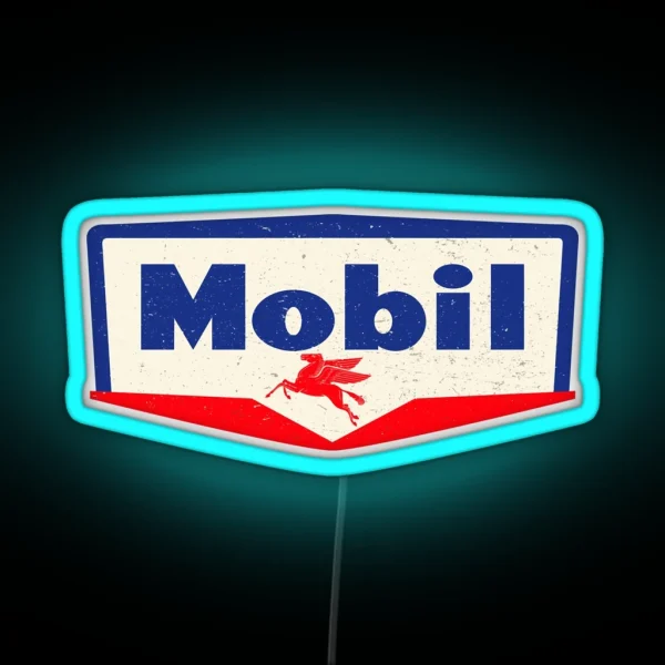 Mobil Oil Vintage Sign Logo 1950 RGB Neon Sign
