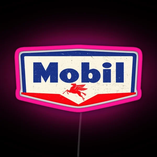 Mobil Oil Vintage Sign Logo 1950 RGB Neon Sign