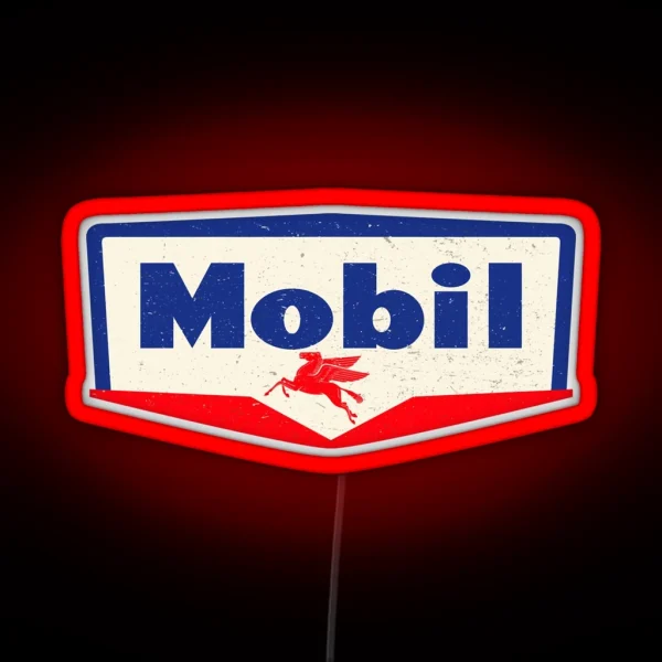 Mobil Oil Vintage Sign Logo 1950 RGB Neon Sign