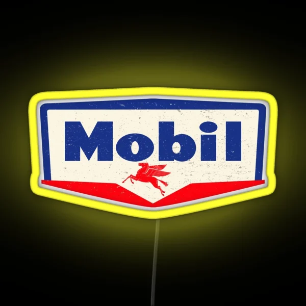 Mobil Oil Vintage Sign Logo 1950 RGB Neon Sign