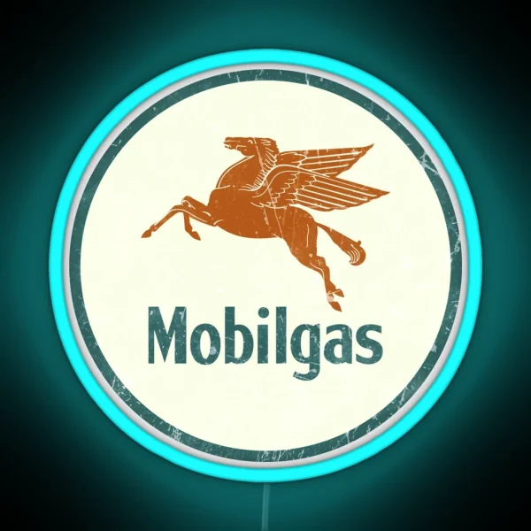Mobilgas Vintage Mobil Oil Racing RGB Neon Sign