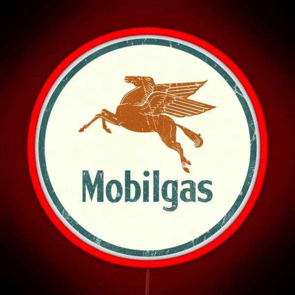 Mobilgas Vintage Mobil Oil Racing RGB Neon Sign