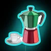Mocha with a cup of espresso, Italian colours neon sign