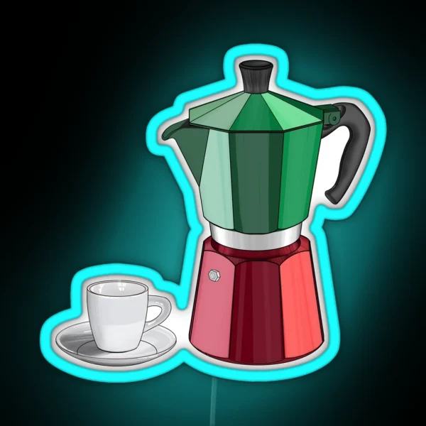 Mocha With A Cup Of Espresso Italian Colours RGB Neon Sign