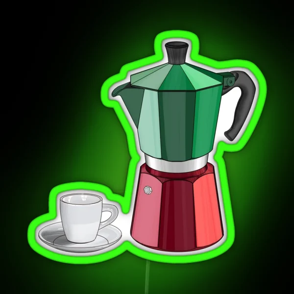 Mocha With A Cup Of Espresso Italian Colours RGB Neon Sign