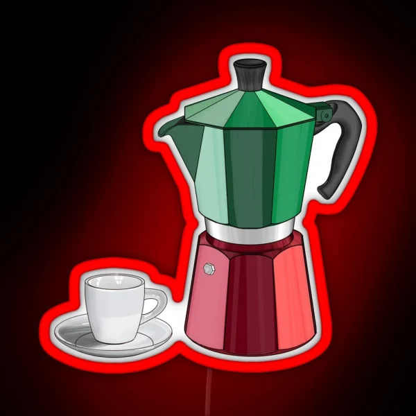 Mocha With A Cup Of Espresso Italian Colours RGB Neon Sign