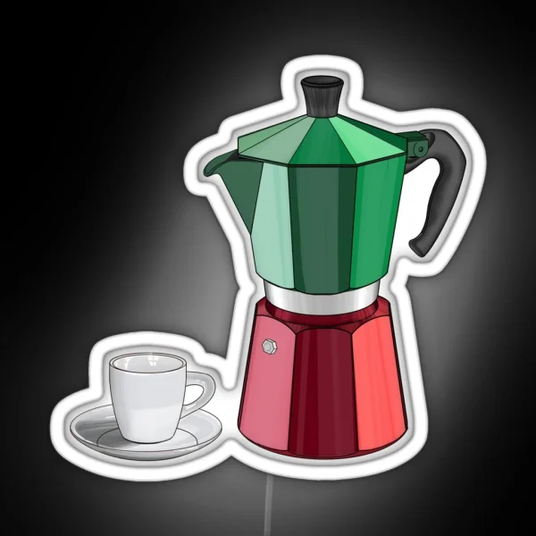 Mocha With A Cup Of Espresso Italian Colours RGB Neon Sign