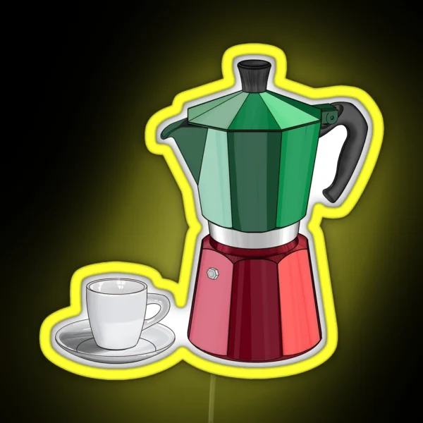 Mocha With A Cup Of Espresso Italian Colours RGB Neon Sign
