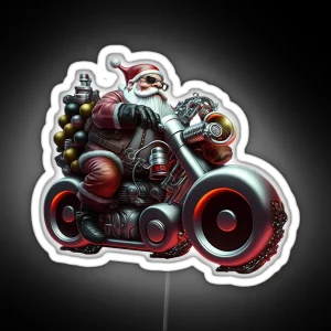 Modern Cool Motorcycle Santa RGB Neon Sign